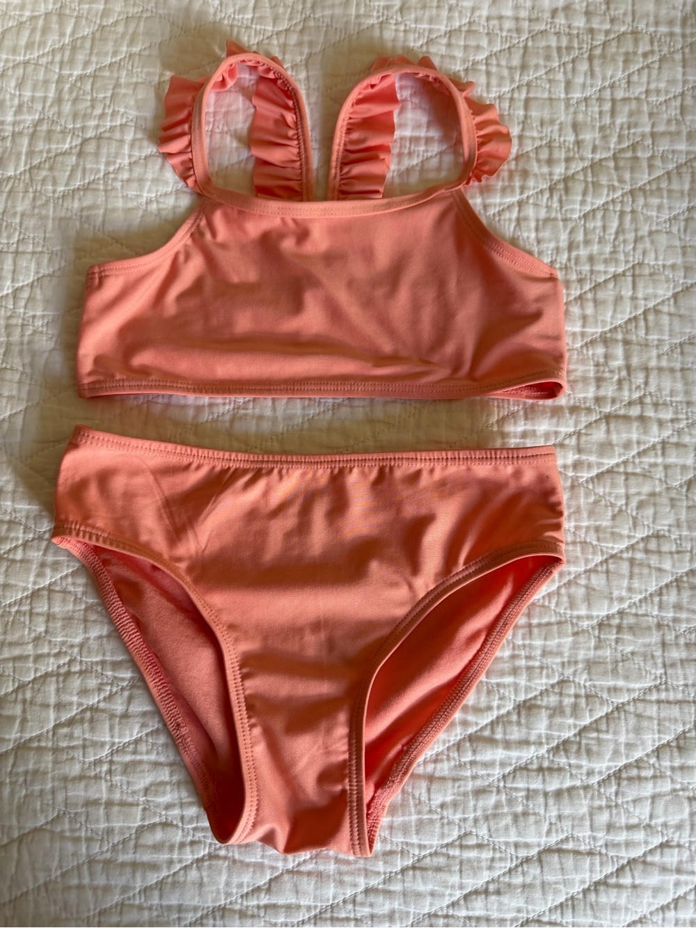 H&M Coral Pink Ruffle-Strap Two-Piece Swim Set